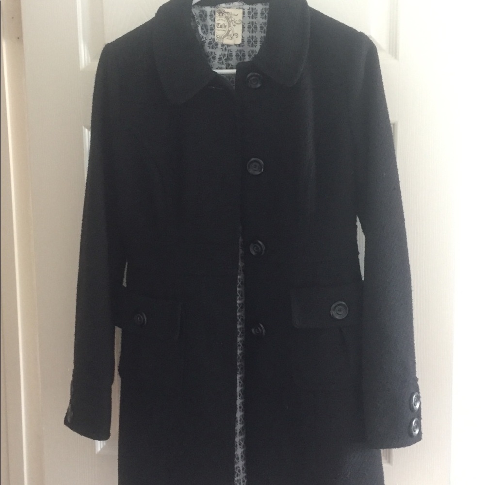 Tulle Black Wool Coat